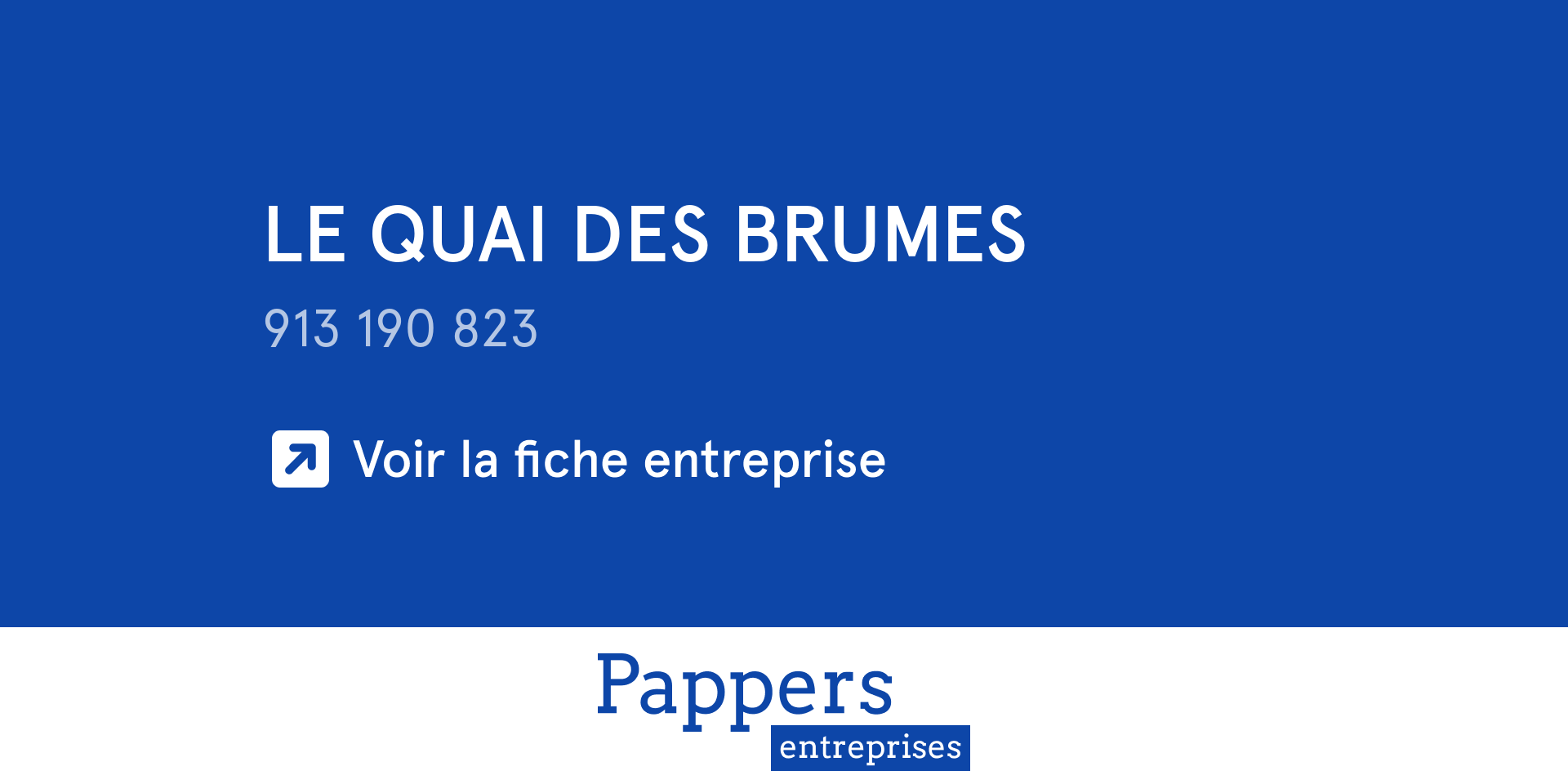 Société LE QUAI DES BRUMES : Chiffre d'affaires, statuts, extrait  d'immatriculation